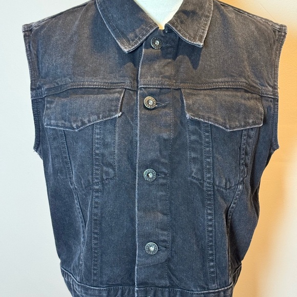 SLVRLAKE Caroline Spread-Collar Black Denim Vest - Size M NWT - Picture 2 of 9
